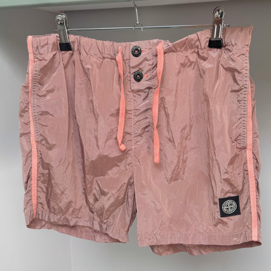 Stone Island Pink Nylon Metal Patch Swim Shorts - Medium 32W