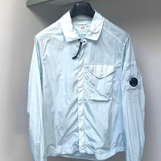 CP Company Light Blue Chrome-R Nylon Full Zip Lens Overshirt - Large ptp22.5”