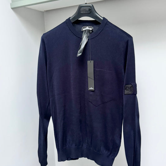 Stone Island Navy Blue Shadow Project Knitted Fine Gauge Pullover Jumper - Large ptp22”