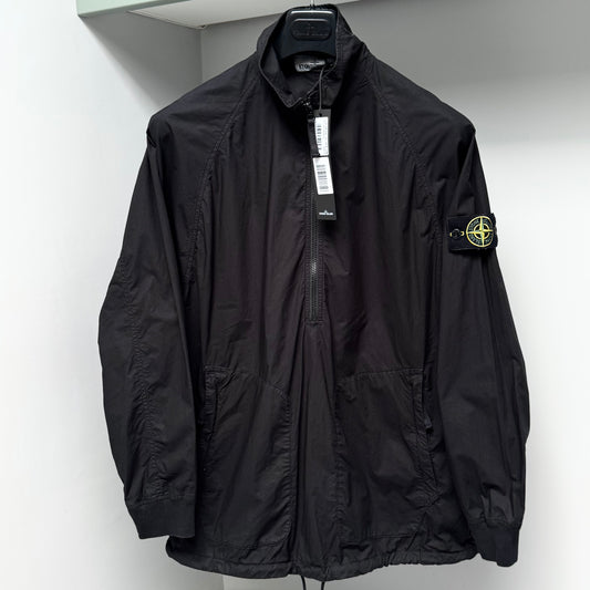 Stone Island Black Lightweight Cotton Half Zip Pullover Smock Overshirt - Small Oversized Fit