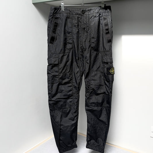 Stone Island Black Nylon Metal Cargo Trousers - 31W Regular Fit