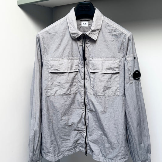 CP Company Griffin Grey Taylon L Nylon Full Zip Lens Overshirt - Medium