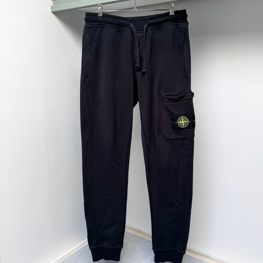 Stone Island Black Organic Cotton Fleece Joggers - Small 30W
