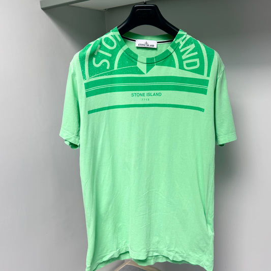 Stone Island Green Graphic Print Logo T shirt - Medium