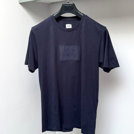 CP Company Navy Blue Stitch Logo T shirt - Medium ptp20”