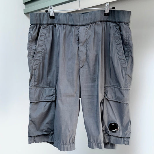 CP Company Grey Cotton Nylon Stretch Bermuda Lens Shorts - XXL 38W