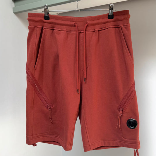 CP Company Burnt Orange Diagonal Raised Fleece Lens Shorts - Medium 32W