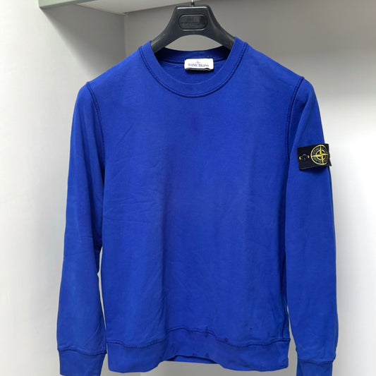 Stone Island Blue Cotton Fleece Pullover Sweatshirt - Medium