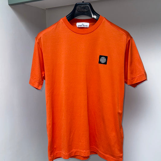 Stone Island Orange Patch Logo T shirt - Small ptp19”