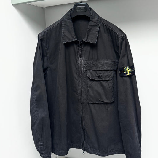 Stone Island Black Full Zip Overshirt - XL ptp23.5”
