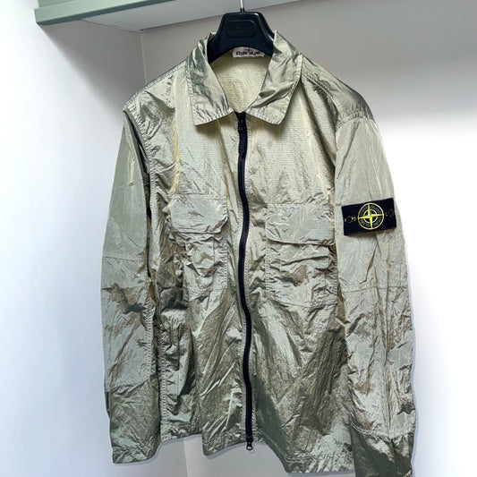 Stone Island Nylon Metal Ripstop Full Zip Badge Overshirt - Large ptp22.5”
