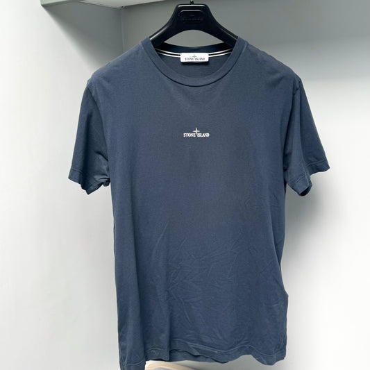 Stone Island Avio Blue Graphic Print Logo T shirt - Large