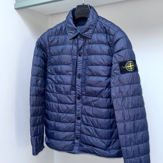 Stone Island Garment Dyed Micro Yarn Down Button Up Badge Jacket - Small