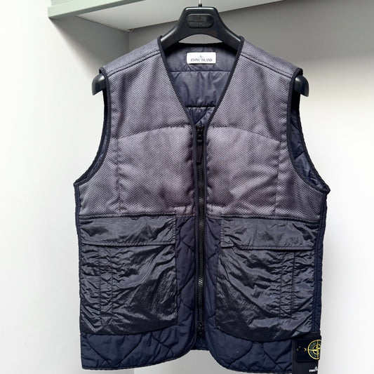 Stone Island Ink Blue Modified Panama 6/3 HT Nylon Mix Fabrics With Primaloft-TC Full Zip Gilet - Medium