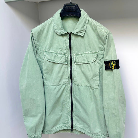 Stone Island Salvia Green Full Zip Overshirt - Medium ptp21”