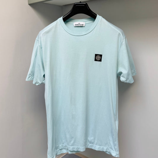 Stone Island Light Blue Patch Logo T shirt - Medium