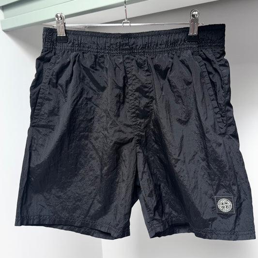 Stone Island Black Nylon Metal Patch Swim Shorts - Medium 32W