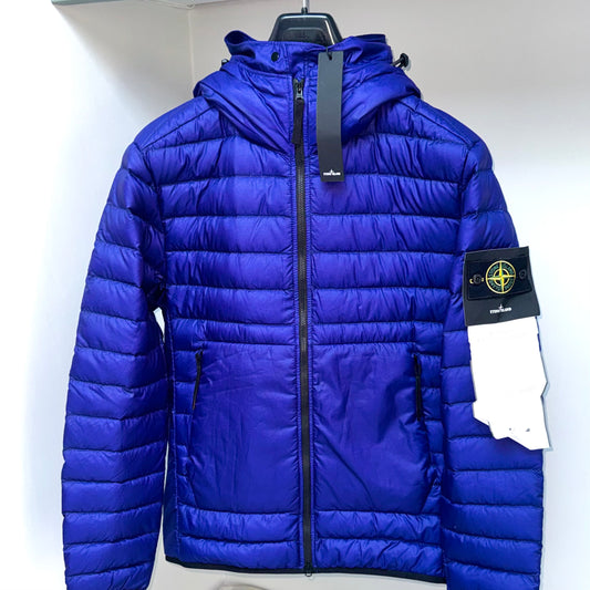 Stone Island Blue Bio-Based Ripstop Nylon Down Full Zip Jacket - Large ptp22”