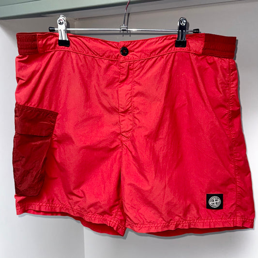 Stone Island Red Nylon Pocket Patch Swim Shorts - Large 34W