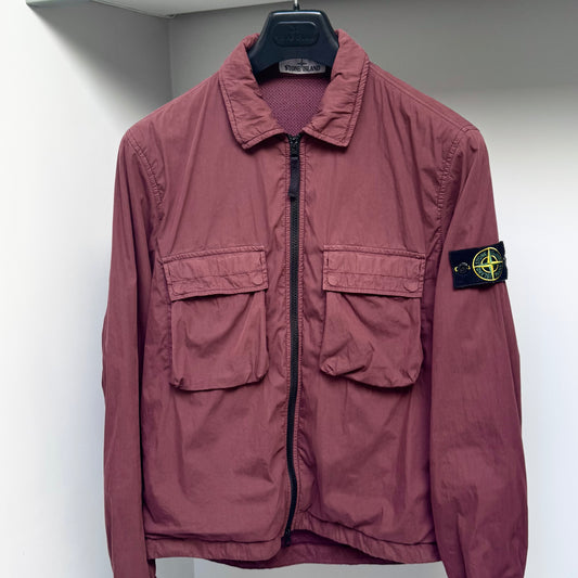 Stone Island Burgundy Red Padded Naslan Full Zip Overshirt - Small ptp20.5”