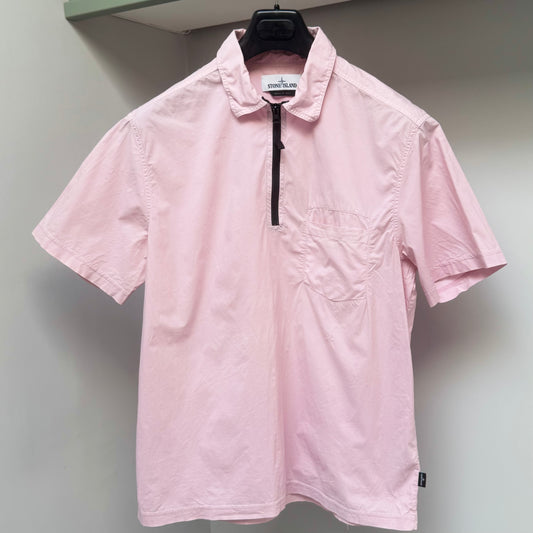 Stone Island Pink Stellina Tela Paracadute Stretch Embroidered Star Short Sleeve Overshirt - XL