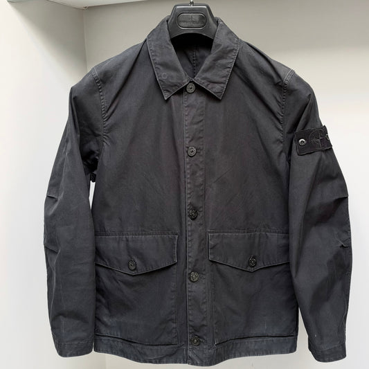 Stone Island Black O-Ventile Ghost Piece Button Up Overshirt - Small