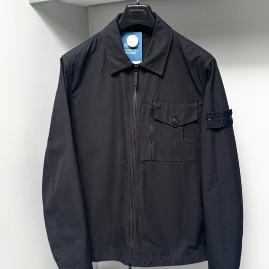 Stone Island Black Ghost Piece Weatherproof Cotton Canvas Full Zip Overshirt - XL ptp23.5”