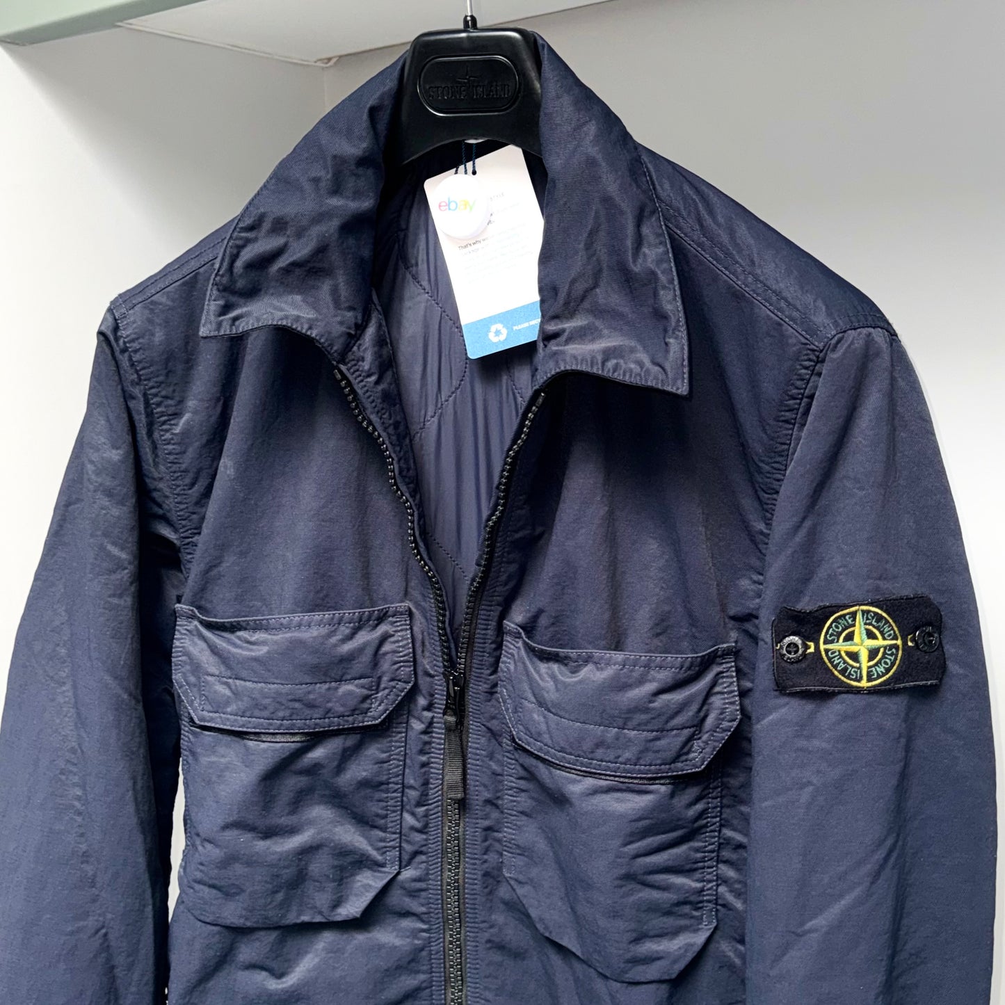 Stone Island Opaque Nylon Twill With Primaloft-TC Full Zip Badge Jacket - Large ptp23.5”