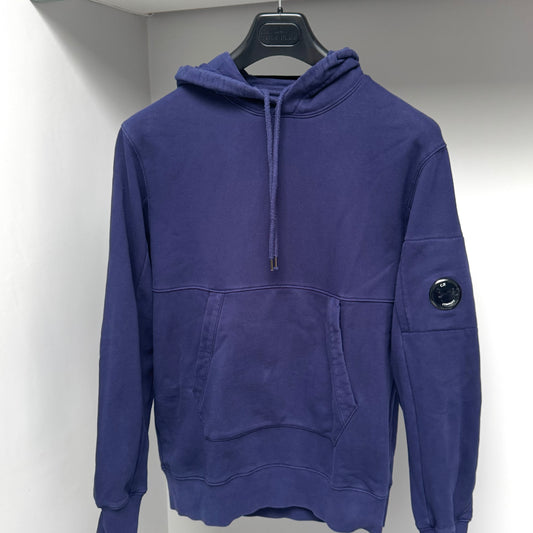 CP Company Blue Diagonal Raised Fleece Pullover Lens Hoodie - Large ptp21.5”