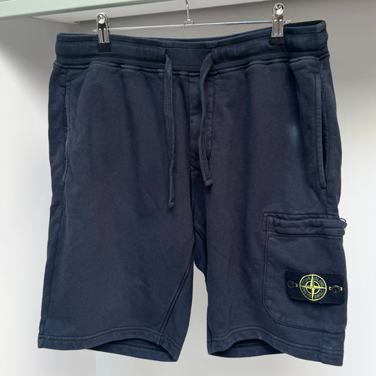 Stone Island Navy Blue Organic Cotton Fleece Shorts - Large 34W