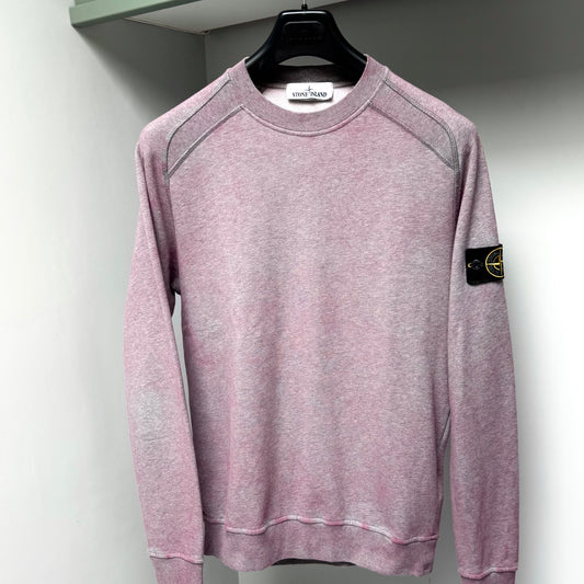 Stone Island Pink Dust Treatment Pullover Sweatshirt - Small