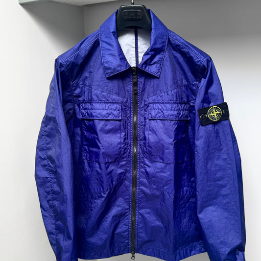 Stone Island Blue Membrana 3L TC Full Zip Overshirt - Small
