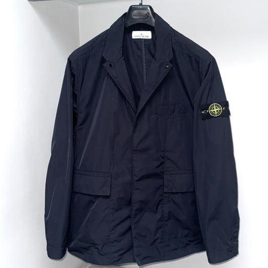 Stone Island Navy Blue Micro Twill Button Up Jacket - XL ptp24”