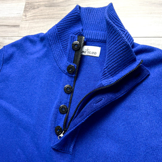 Stone Island Knitted Melange Lana Wool Quarter Zip Badge Jumper - XXL ptp24.5”