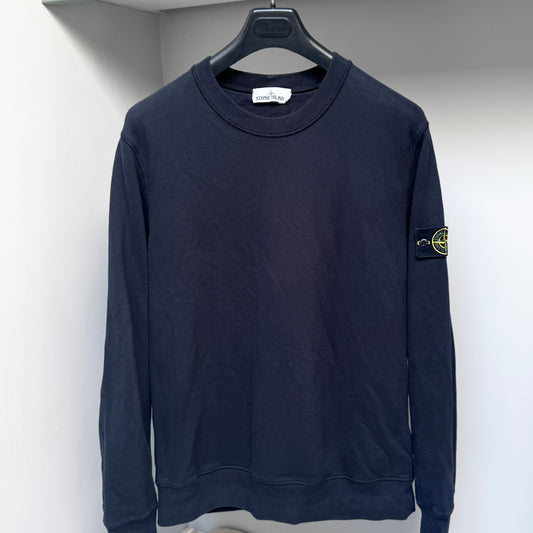 Stone Island Navy Blue Cotton Pullover Sweatshirt - Large