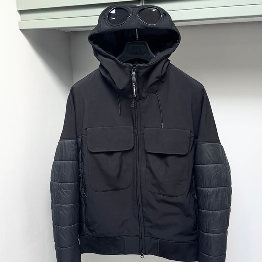 CP Company Black Shell-R Mixed Padded Full Zip Goggle Jacket - Medium