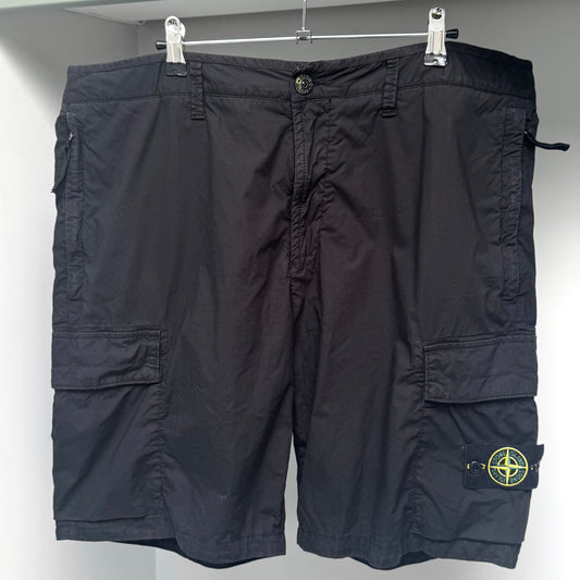 Stone Island Black Brushed Organic Cotton Stretch Bermuda Cargo Shorts - 38W Regular Fit