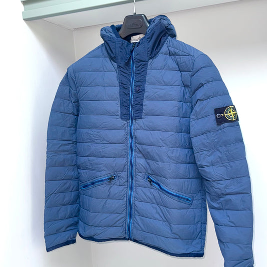 Stone Island Loom Woven Down Chambers Stretch Nylon-TC Full Zip Badge Jacket - Medium