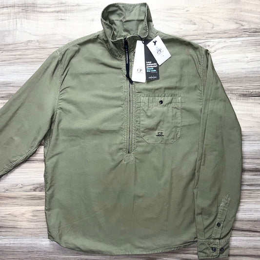 CP Company Embroidered Logo Half Zip Pullover Overshirt - Large ptp22.5”