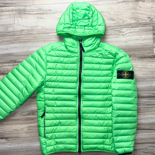Stone Island Loom Woven Chambers R-Nylon Down-TC Full Zip Badge Jacket - Small ptp20.5”