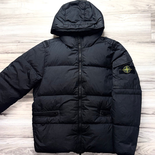 Stone Island Garment Dyed Crinkle Reps R-NY Down Full Zip Badge Jacket - Medium ptp23”