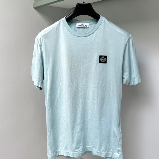 Stone Island Aqua Blue Patch Logo T shirt - Medium