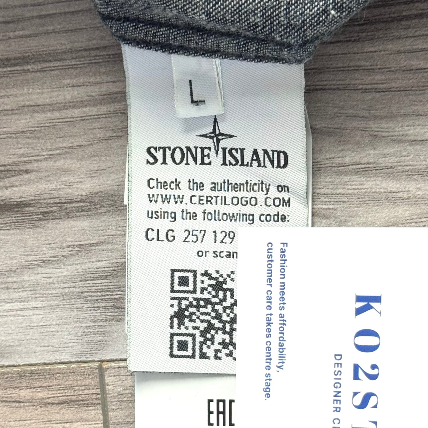 Stone Island Denim Full Zip Badge Overshirt - Medium ptp20”