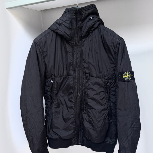 Stone Island Black Garment Dyed Crinkle Reps NY Full Zip Jacket - Medium ptp21”