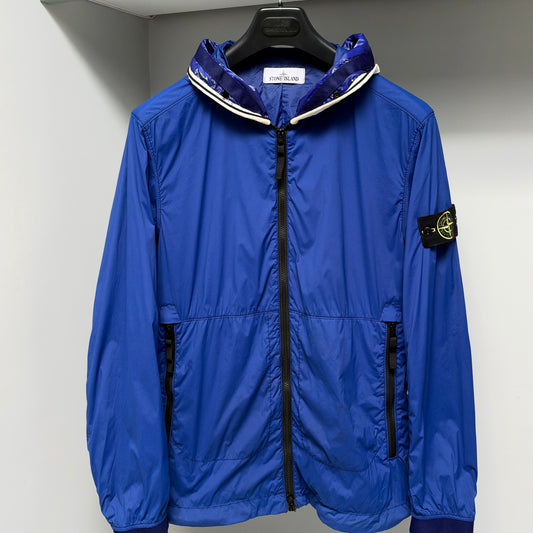 Stone Island Blue Skin Touch Nylon-TC Full Zip Jacket - Small