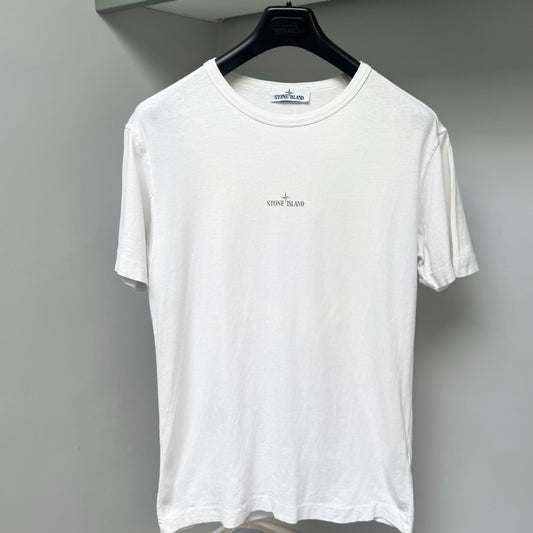 Stone Island White Graphic Print Logo T shirt - Medium