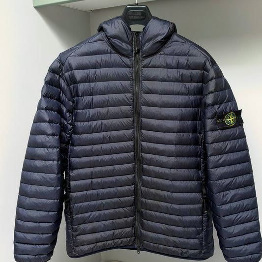 Stone Island Blue Loom Woven Chambers R-Nylon Down-TC Full Zip Jacket - XL