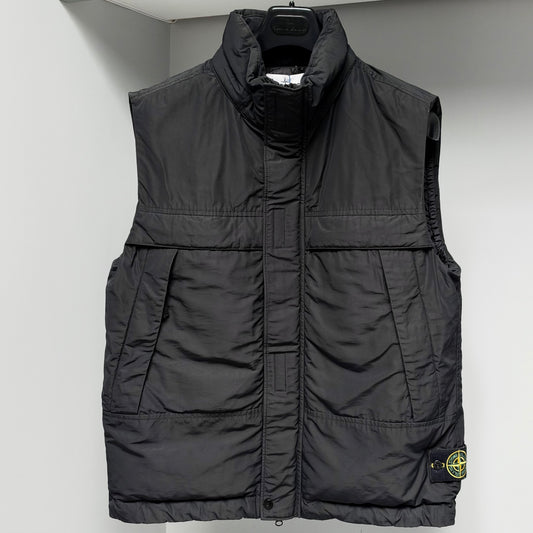 Stone Island Black Micro Reps Down Full Zip Gilet - XL