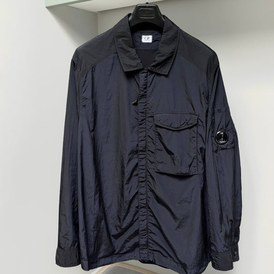 CP Company Blue Chrome-R Nylon Full Zip Lens Overshirt - 3XL