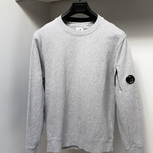 CP Company Grey Raised Fleece Pullover Lens Sweatshirt - Large